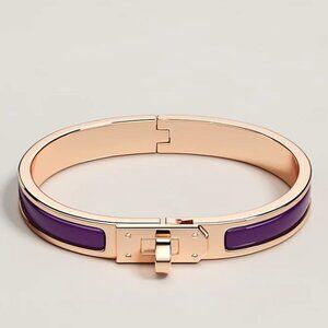 HERMÈS Purple "Pourpre" & Rose Gold Mini Clic Kelly Bracelet
